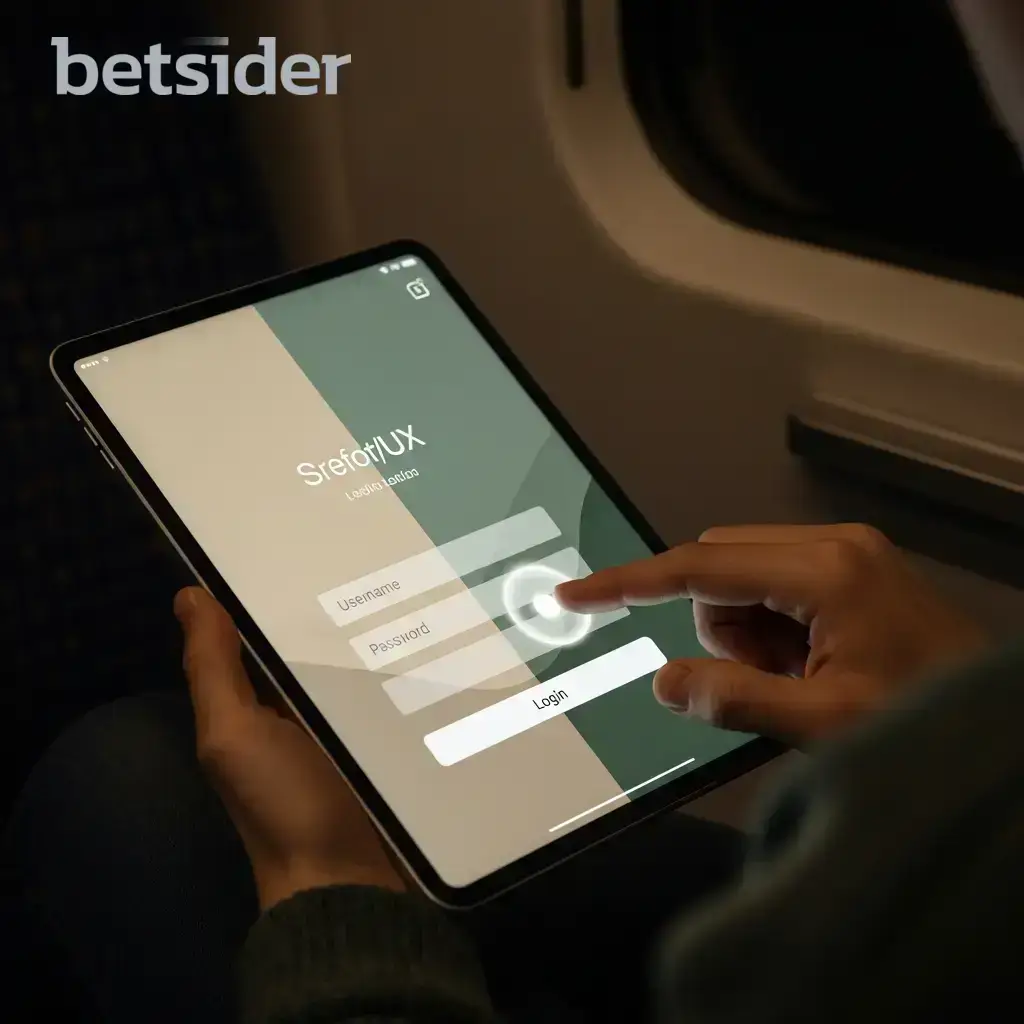 Osoba přihlašující se na sázkovou platformu na tabletu