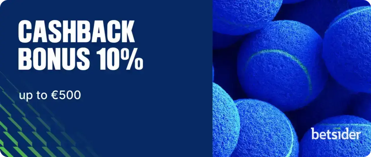 Propagační banner na cashback bonus v tenise
